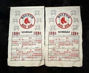 Vintage 1984 Boston Red Sox Cloth Wall Hanging Schedule Calendar (Lot of 2)